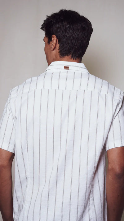 Bondi Multi Stripe Short Sleeve Button Down - White
