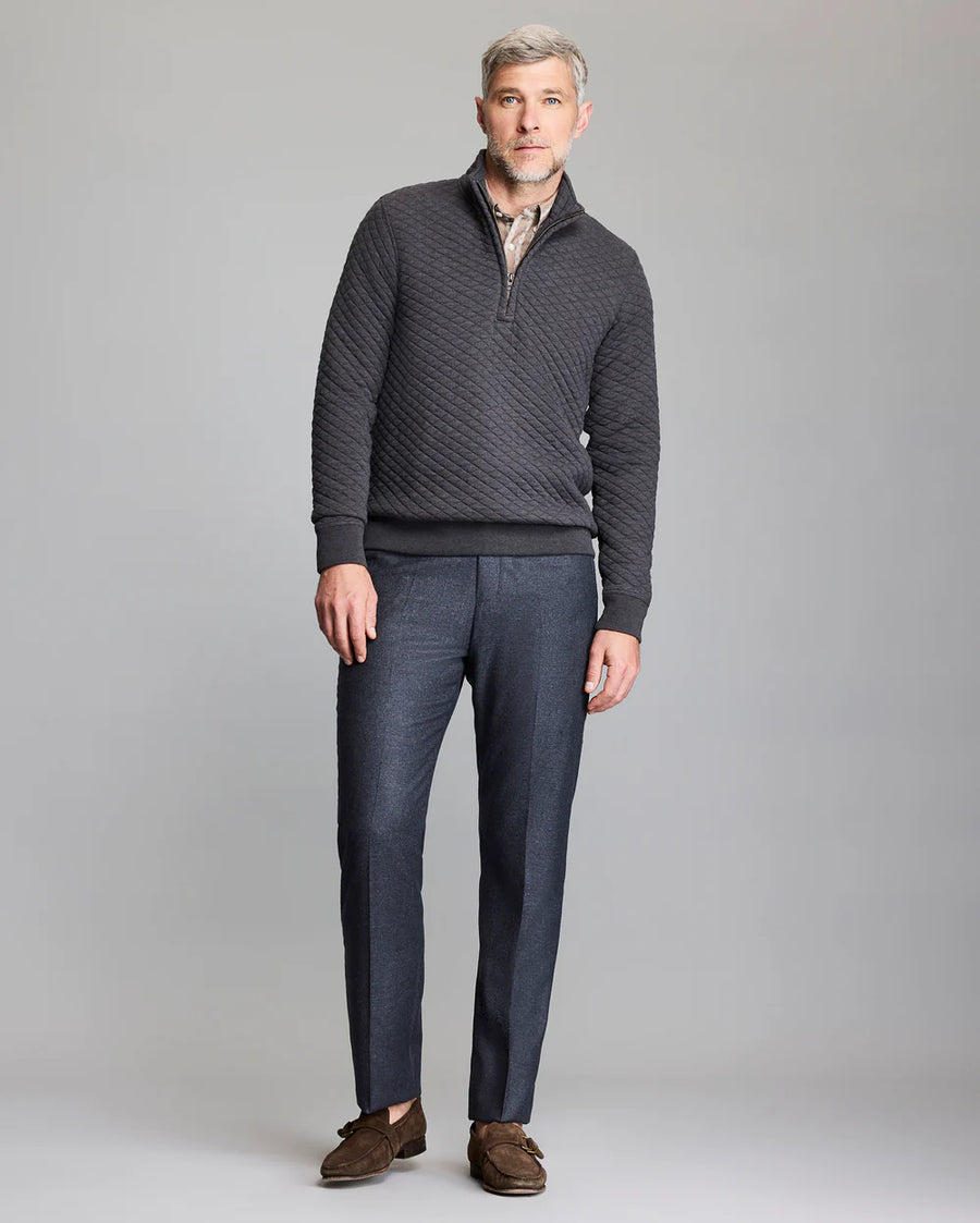 Diamond Quilt Half Zip - Black