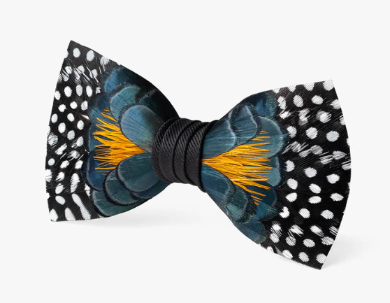 Owen's Town Bow Tie - Guinea & Pheasant Feathers