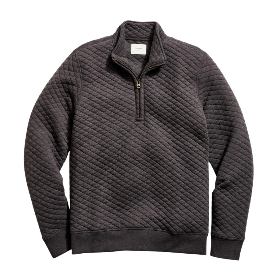 Diamond Quilt Half Zip - Black