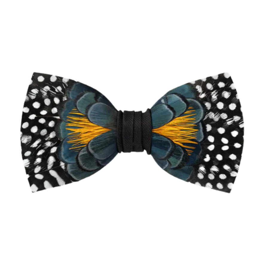 Owen's Town Bow Tie - Guinea & Pheasant Feathers
