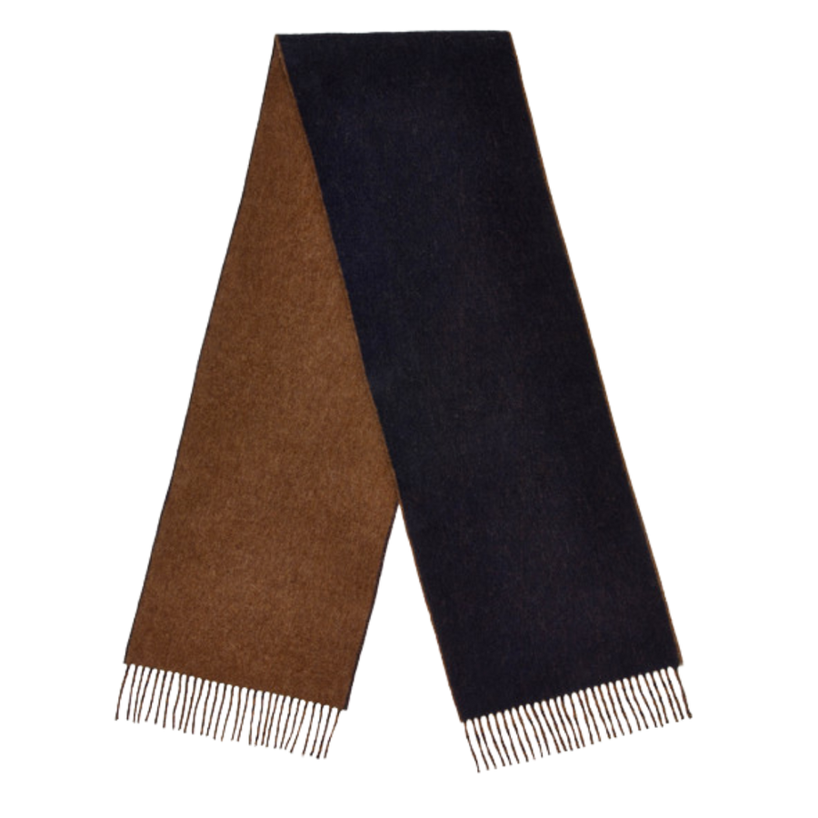 Abraham Moon Merino Scarf - Double Face Camel & Navy