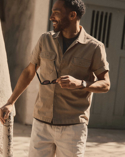 The Short Sleeve Mechanic Shirt - Khaki Ripstop