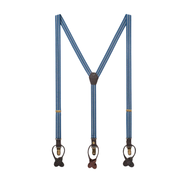 Skinny Suspenders - Scholar Navy Blue Pin Striped - SAMSON A Men's