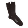 Plain Ribbed Mercerised Cotton Socks - Black