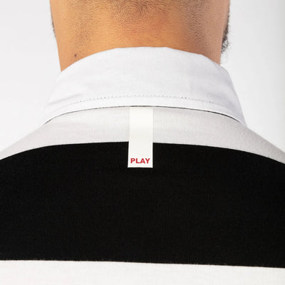 Stripe Short Sleeve Rugby Polo - Black & White