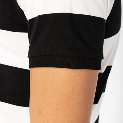 Stripe Short Sleeve Rugby Polo - Black & White