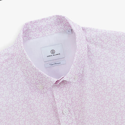 Pink Flower Print Short Sleeve