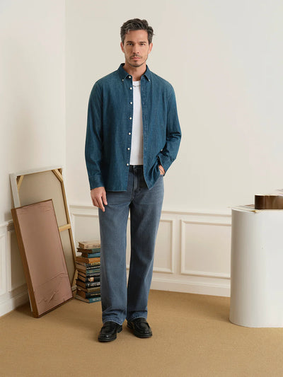 Fulton Pocket Denim Shirt - Mid Indigo