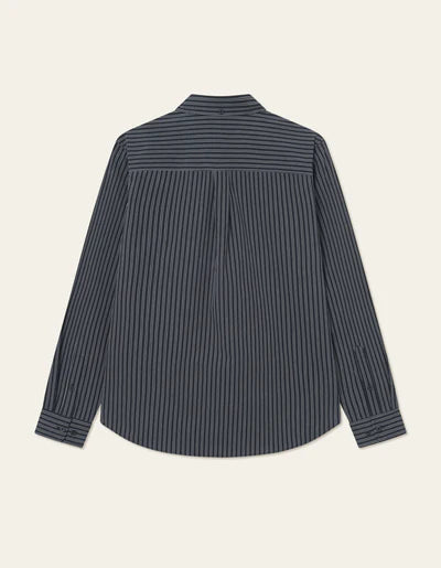 Kent Stripe Poplin Shirt - Black