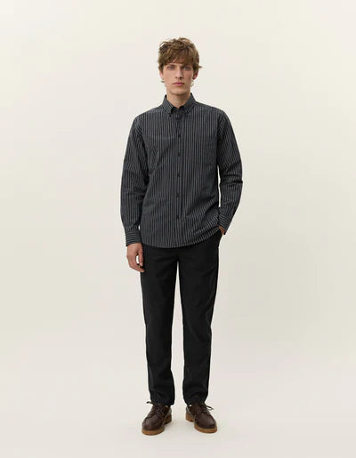Kent Stripe Poplin Shirt - Black