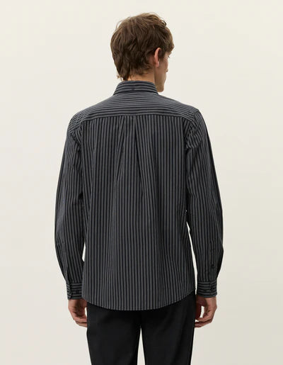 Kent Stripe Poplin Shirt - Black