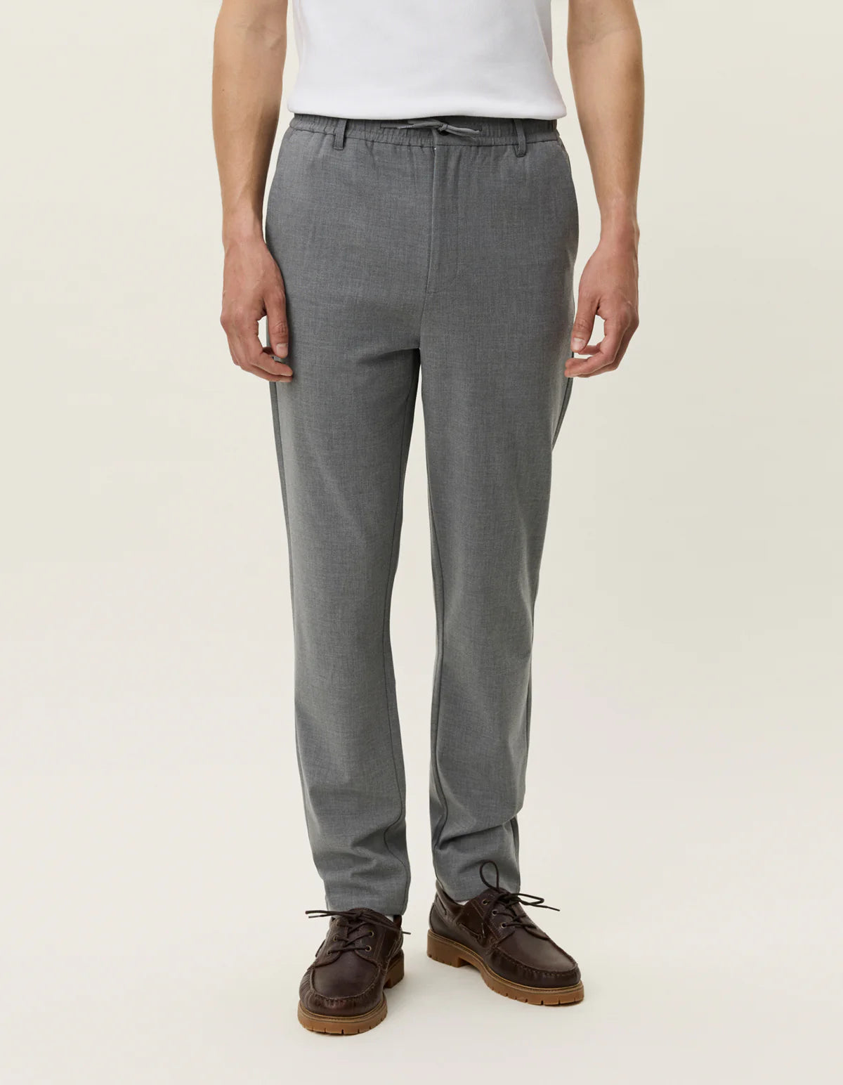 Como Tapered Textured Drawstring Pant - Grey Melange
