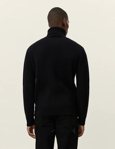 Eddie Wool Rib Rollneck Knit - Black