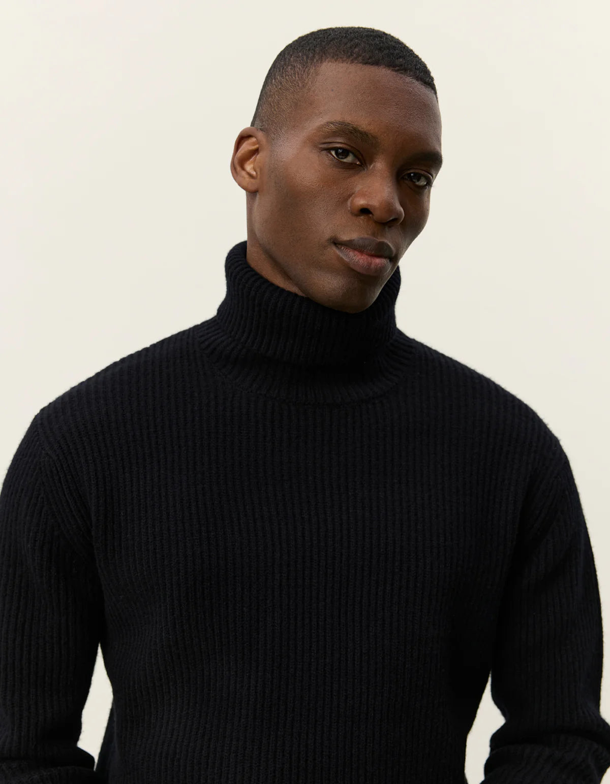 Eddie Wool Rib Rollneck Knit - Black