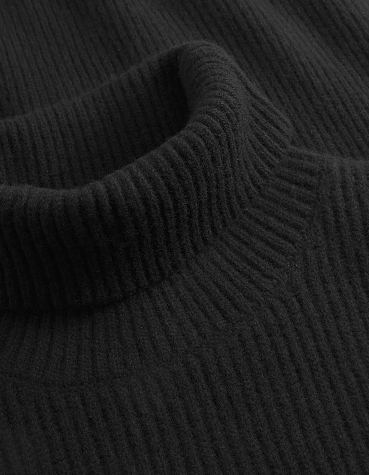 Eddie Wool Rib Rollneck Knit - Black