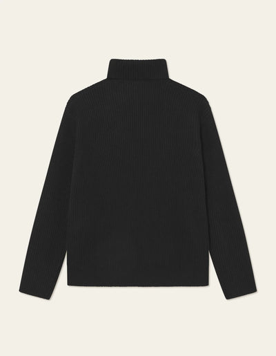 Eddie Wool Rib Rollneck Knit - Black
