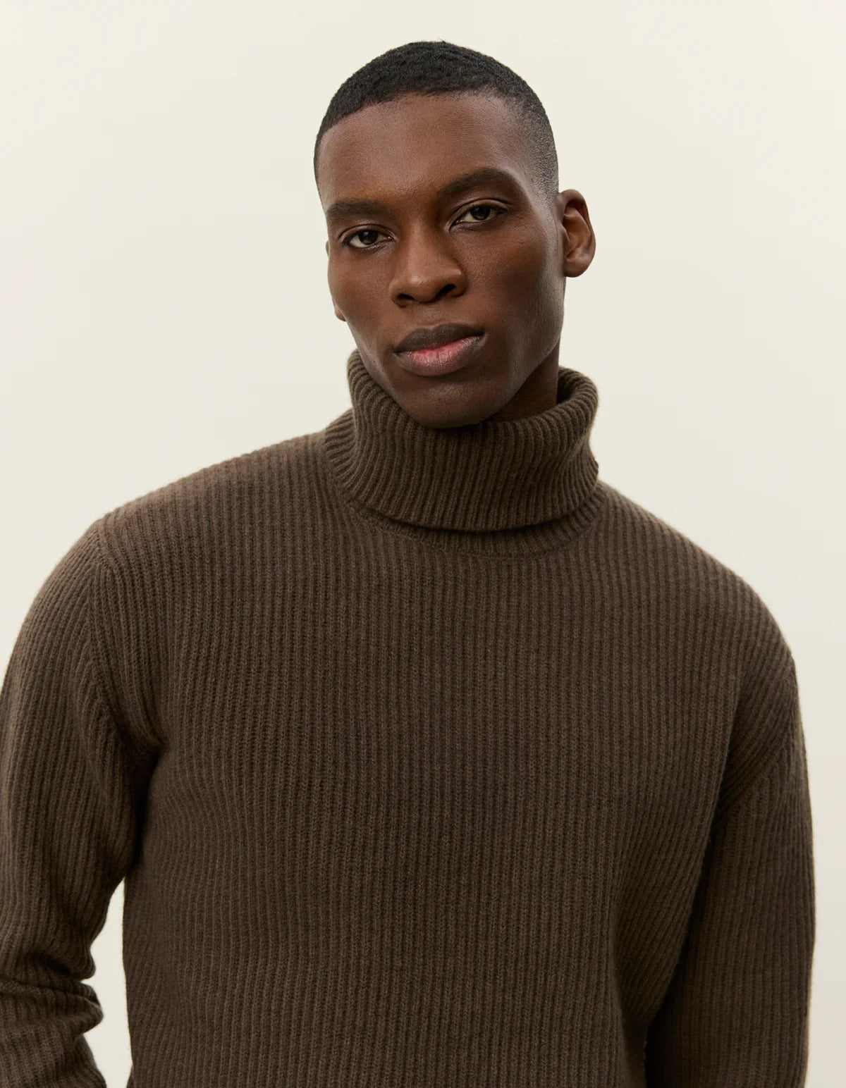 Eddie Wool Rib Rollneck Knit - Teak Brown