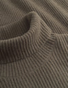 Eddie Wool Rib Rollneck Knit - Teak Brown