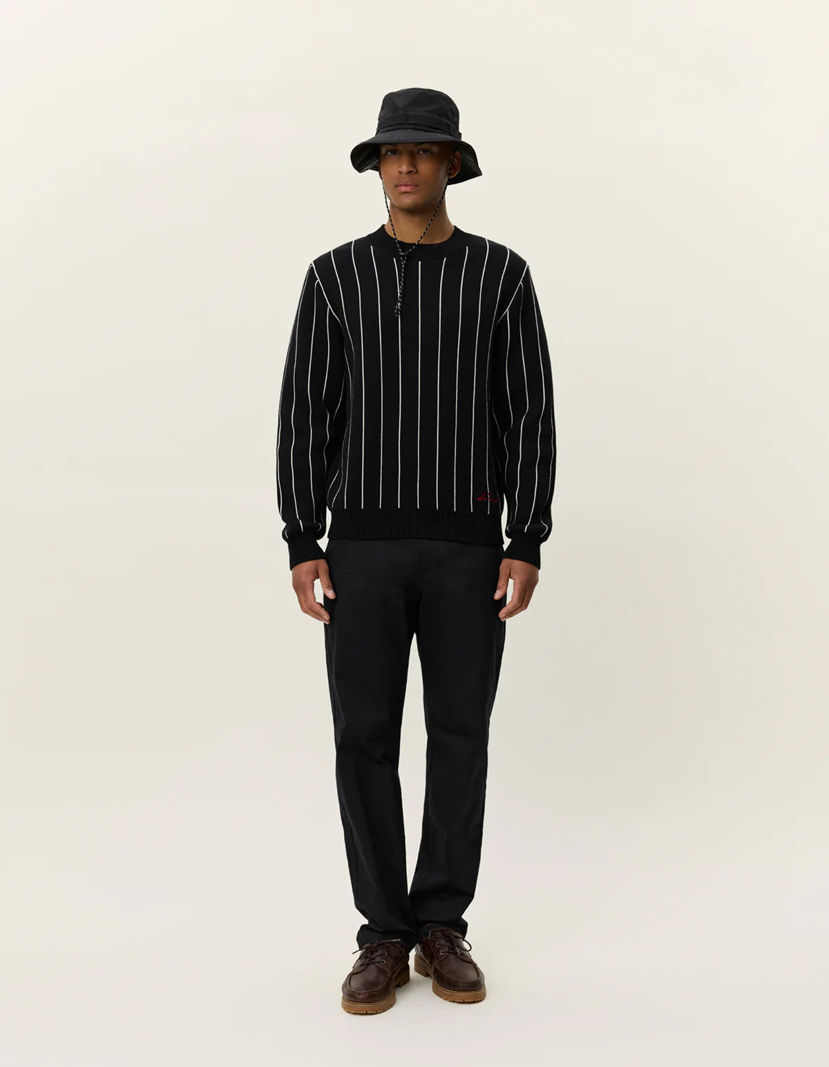 Gaston Jacquard Pinstripe Knit - Black