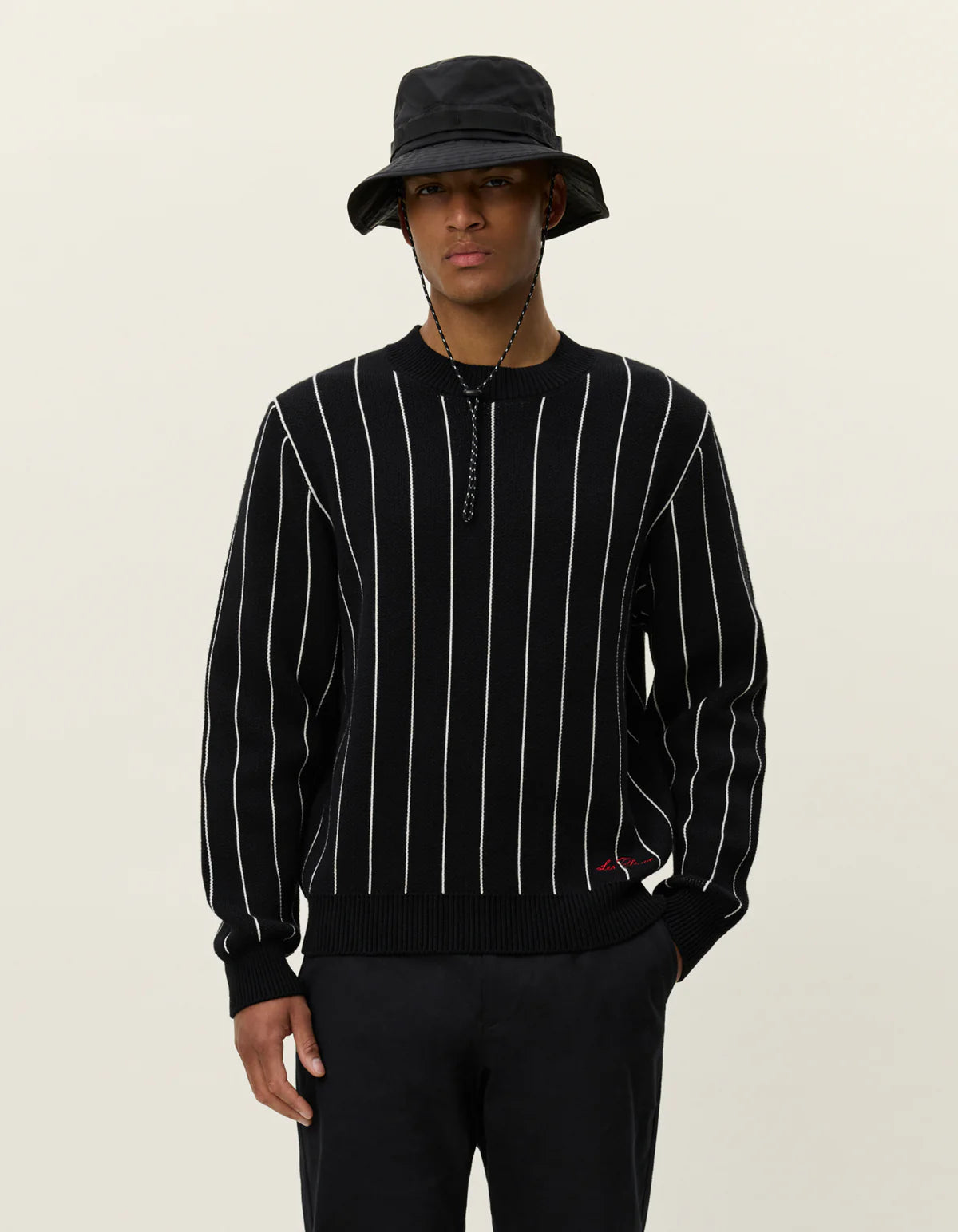 Gaston Jacquard Pinstripe Knit - Black
