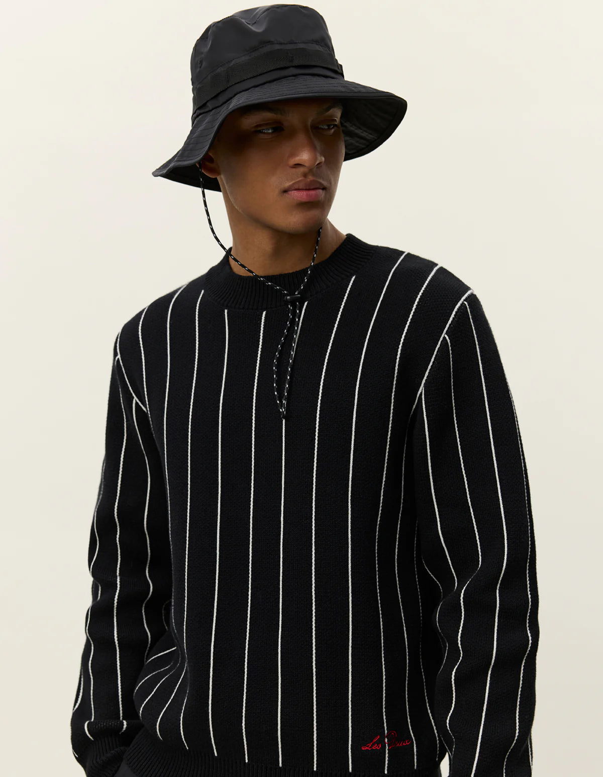 Gaston Jacquard Pinstripe Knit - Black