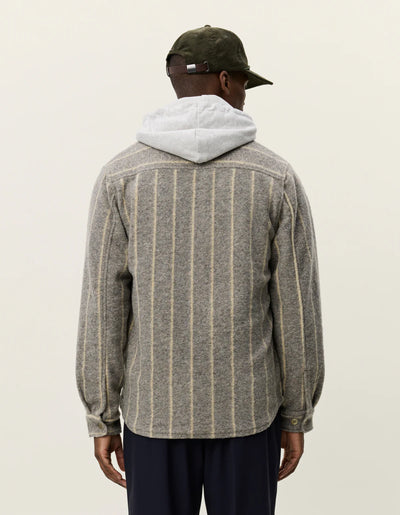 Lennon Wool Pinstripe Overshirt - Grey Melange