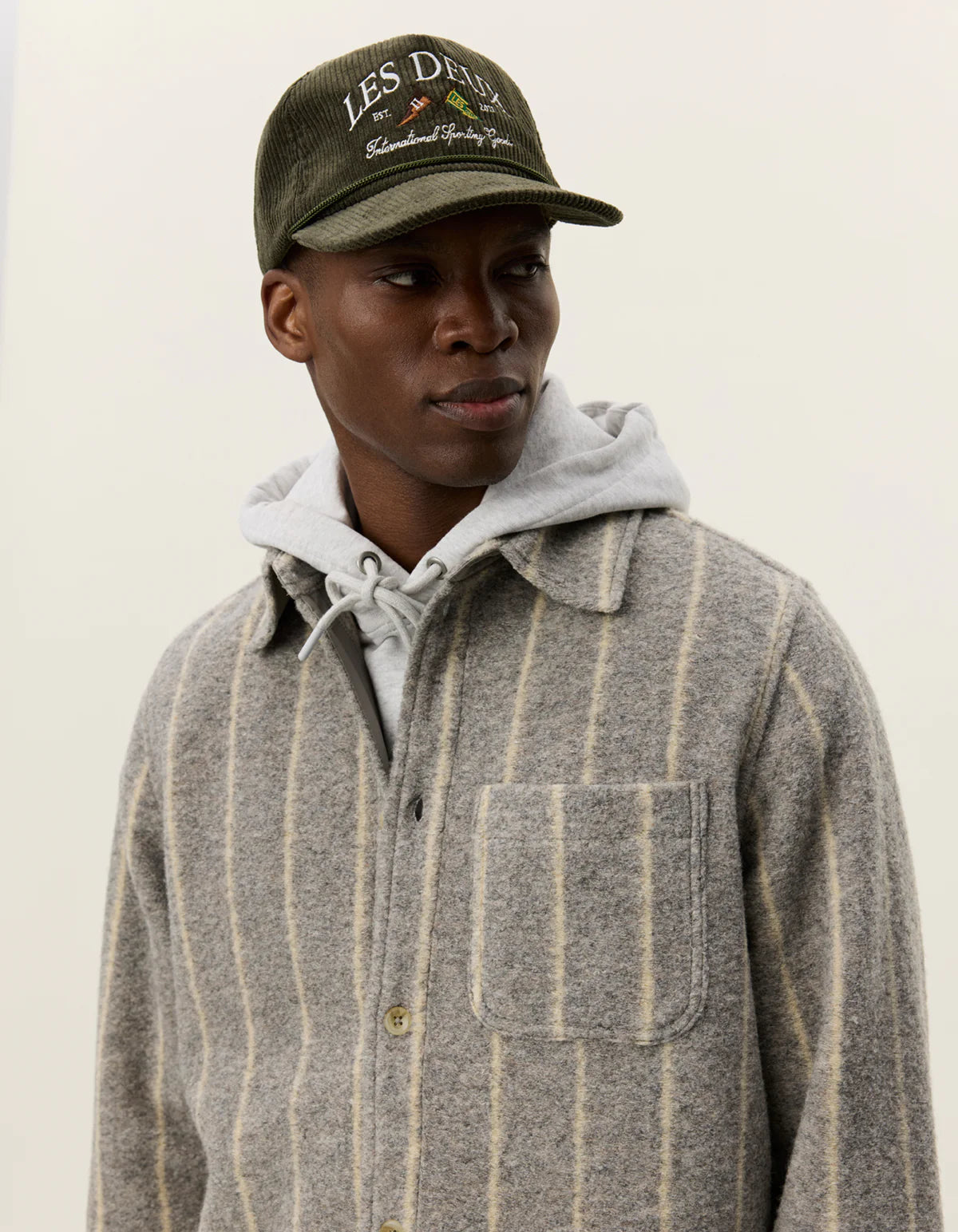 Lennon Wool Pinstripe Overshirt - Grey Melange