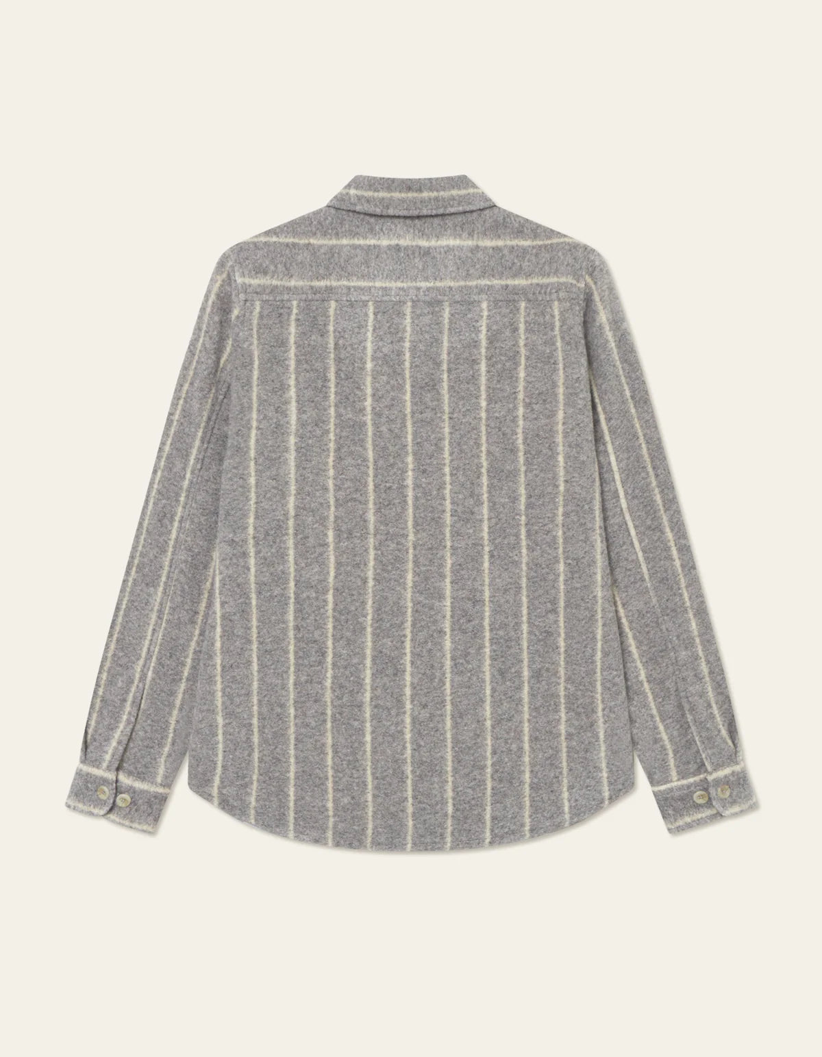 Lennon Wool Pinstripe Overshirt - Grey Melange