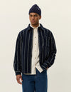 Lennon Wool Pinstripe Overshirt - Dark Navy