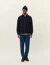 Lennon Wool Pinstripe Overshirt - Dark Navy