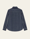Lennon Wool Pinstripe Overshirt - Dark Navy