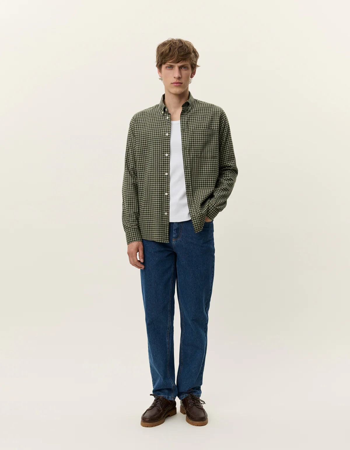 Konrad Check Flannel Shirt - Olive Sand
