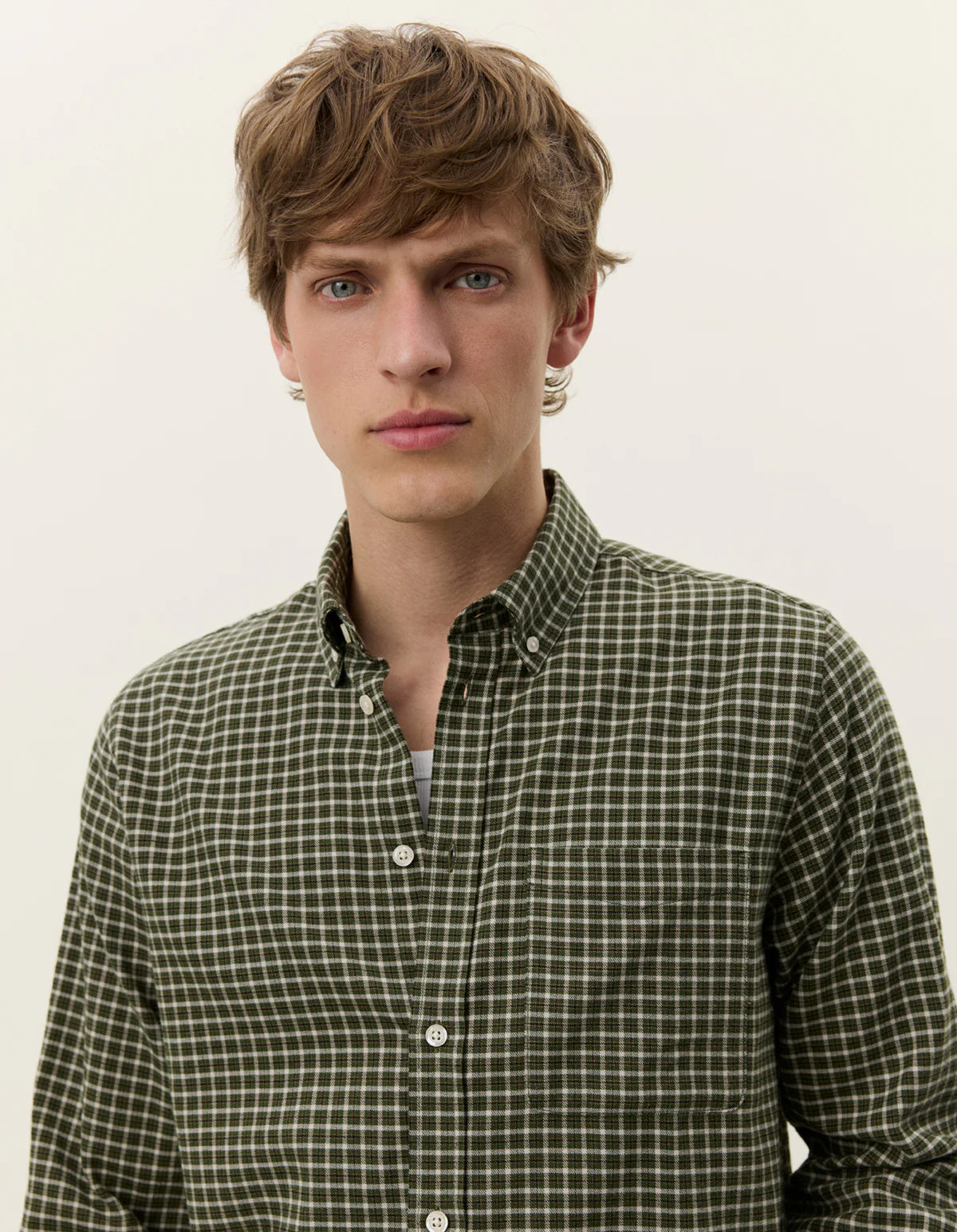 Konrad Check Flannel Shirt - Olive Sand