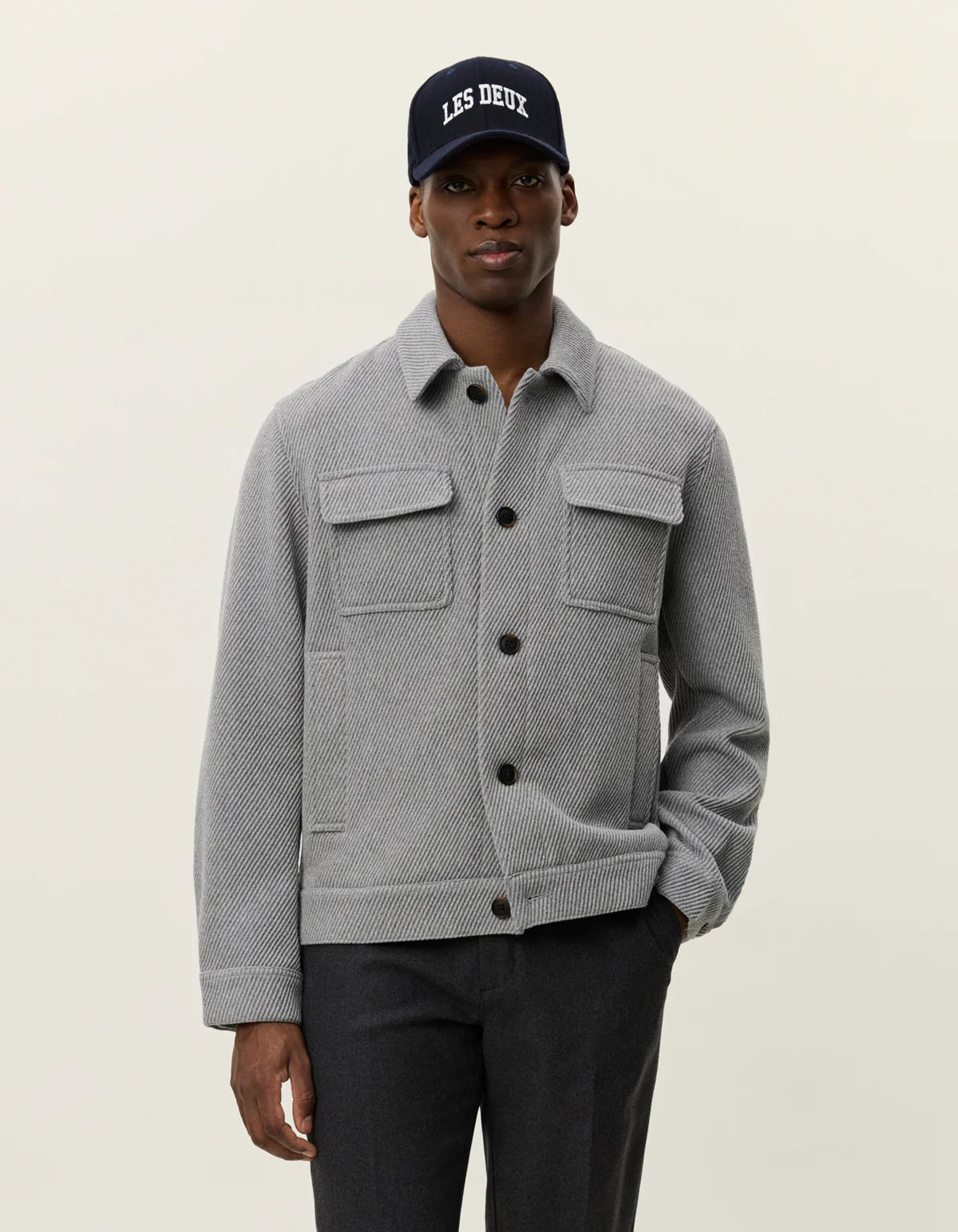 Nash Twill Wool Jacket - Grey Melange