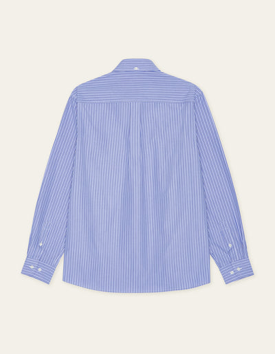 Kent Stripe Poplin Shirt - Blue Fog