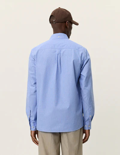 Kent Stripe Poplin Shirt - Blue Fog
