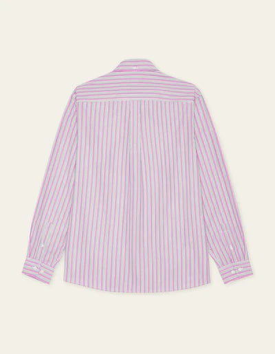 Kent Stripe Poplin Shirt - Crocus Pink