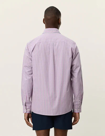 Kent Stripe Poplin Shirt - Crocus Pink