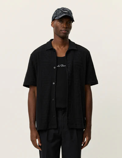 Hector Pointelle Short Sleeve Shirt - Black