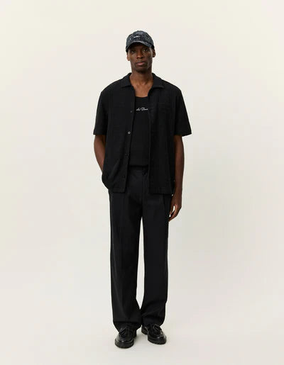 Hector Pointelle Short Sleeve Shirt - Black