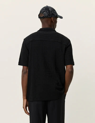 Hector Pointelle Short Sleeve Shirt - Black