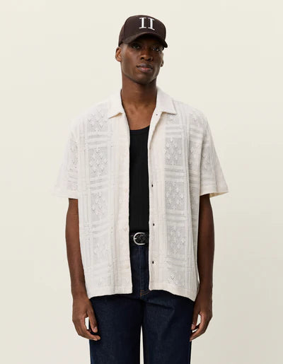Hector Pointelle Short Sleeve Shirt - Eggnog White