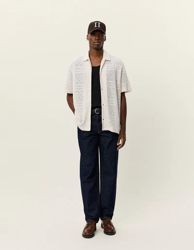 Hector Pointelle Short Sleeve Shirt - Eggnog White