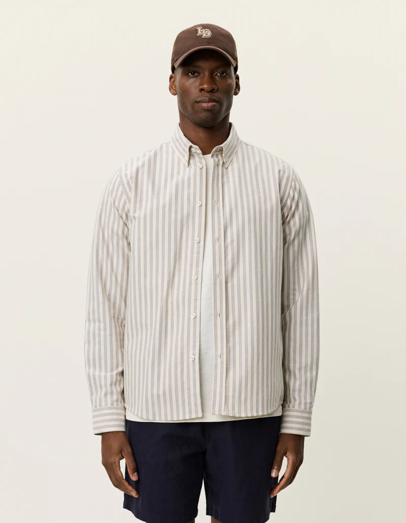 Konrad Striped Oxford Shirt - Eggnog White