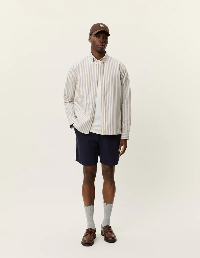 Konrad Striped Oxford Shirt - Eggnog White