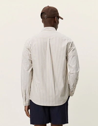 Konrad Striped Oxford Shirt - Eggnog White