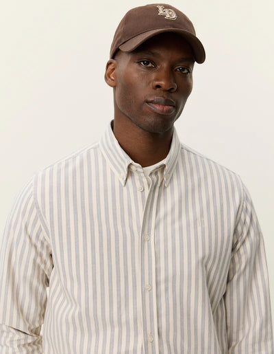Konrad Striped Oxford Shirt - Eggnog White