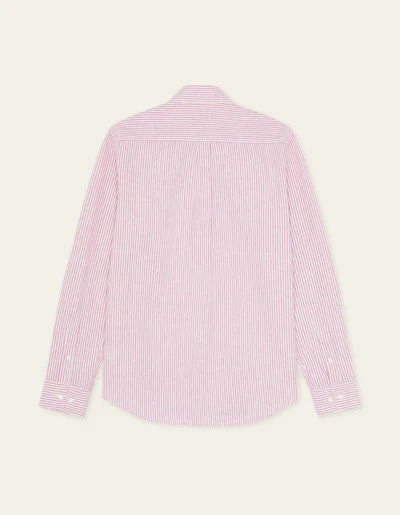 Konrad Stripe Cotton Linen Shirt - Crocus Pink