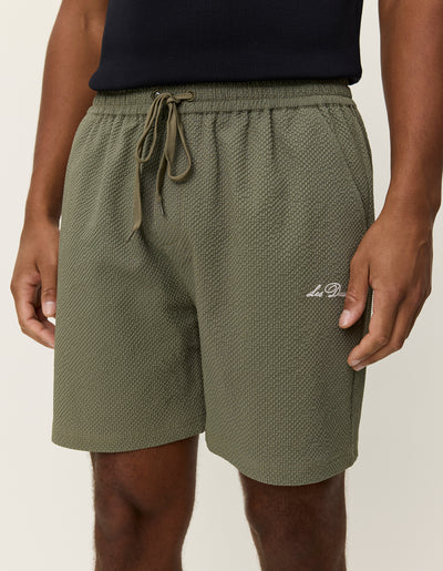 Stan Seersucker Swim Shorts - Lichen Green